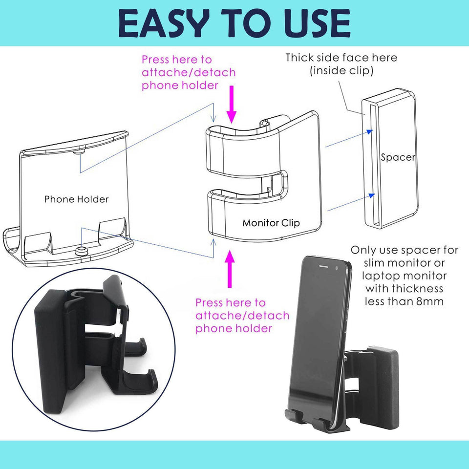 Notebook Screen Side Phone Holder