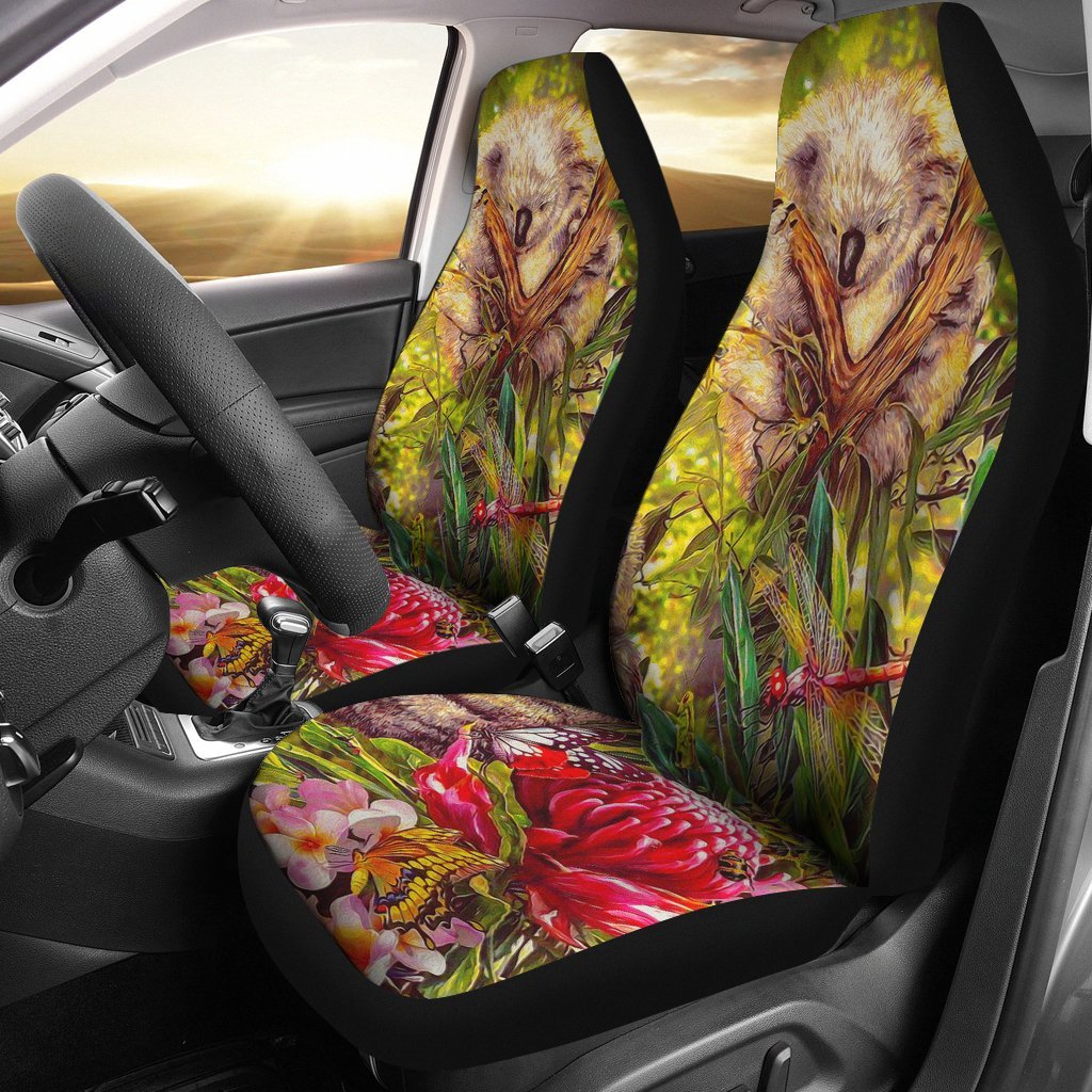 1stAustralia Koala Car Seat Covers - 3D Koala with Waratah Flower Seat Cover - Universal Fit - BN15