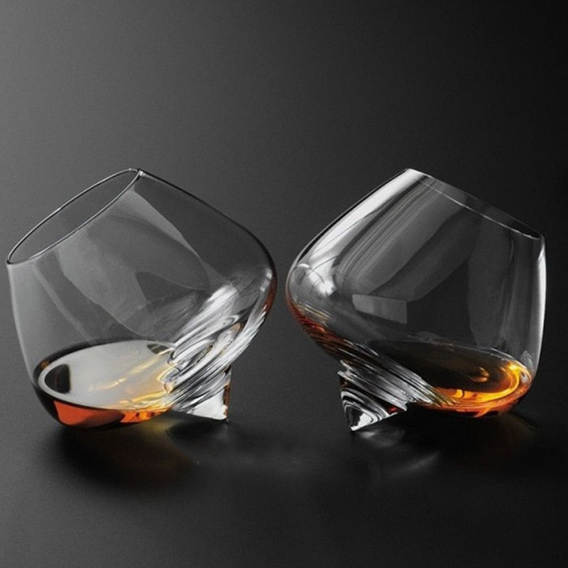 Wide Belly Whiskey Wine Crystal Glasses