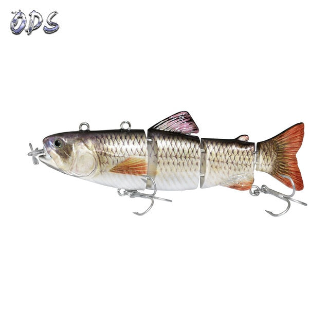 ODS Electric Lure Wobblers For Fishing 4-Segement Swimbait USB Rechargeable lure Crankbait Flashing LED light Fishing lure