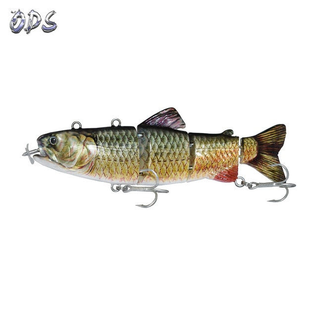 ODS Electric Lure Wobblers For Fishing 4-Segement Swimbait USB Rechargeable lure Crankbait Flashing LED light Fishing lure