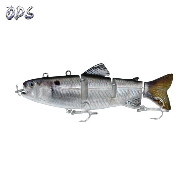 ODS Electric Lure Wobblers For Fishing 4-Segement Swimbait USB Rechargeable lure Crankbait Flashing LED light Fishing lure