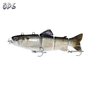 ODS Electric Lure Wobblers For Fishing 4-Segement Swimbait USB Rechargeable lure Crankbait Flashing LED light Fishing lure