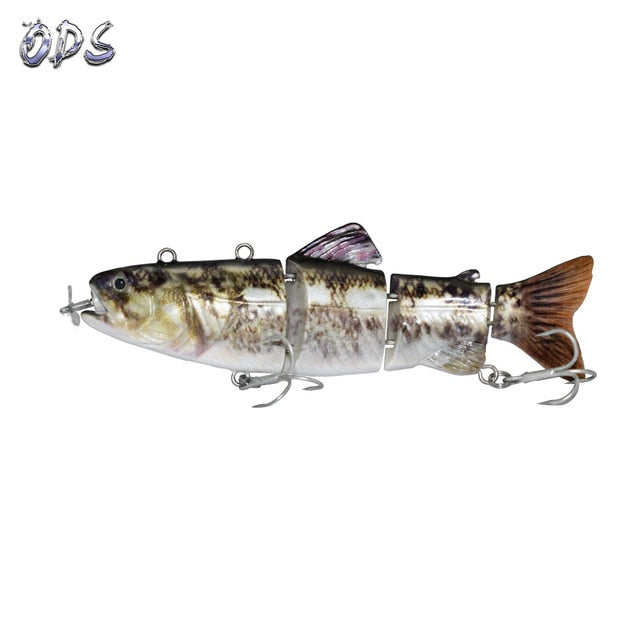 ODS Electric Lure Wobblers For Fishing 4-Segement Swimbait USB Rechargeable lure Crankbait Flashing LED light Fishing lure