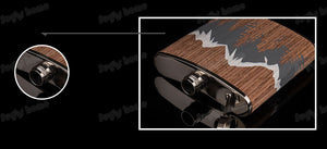 Hot selling 6oz wooden wrapped 304# stainless steel hip flask Alcohol Bottle