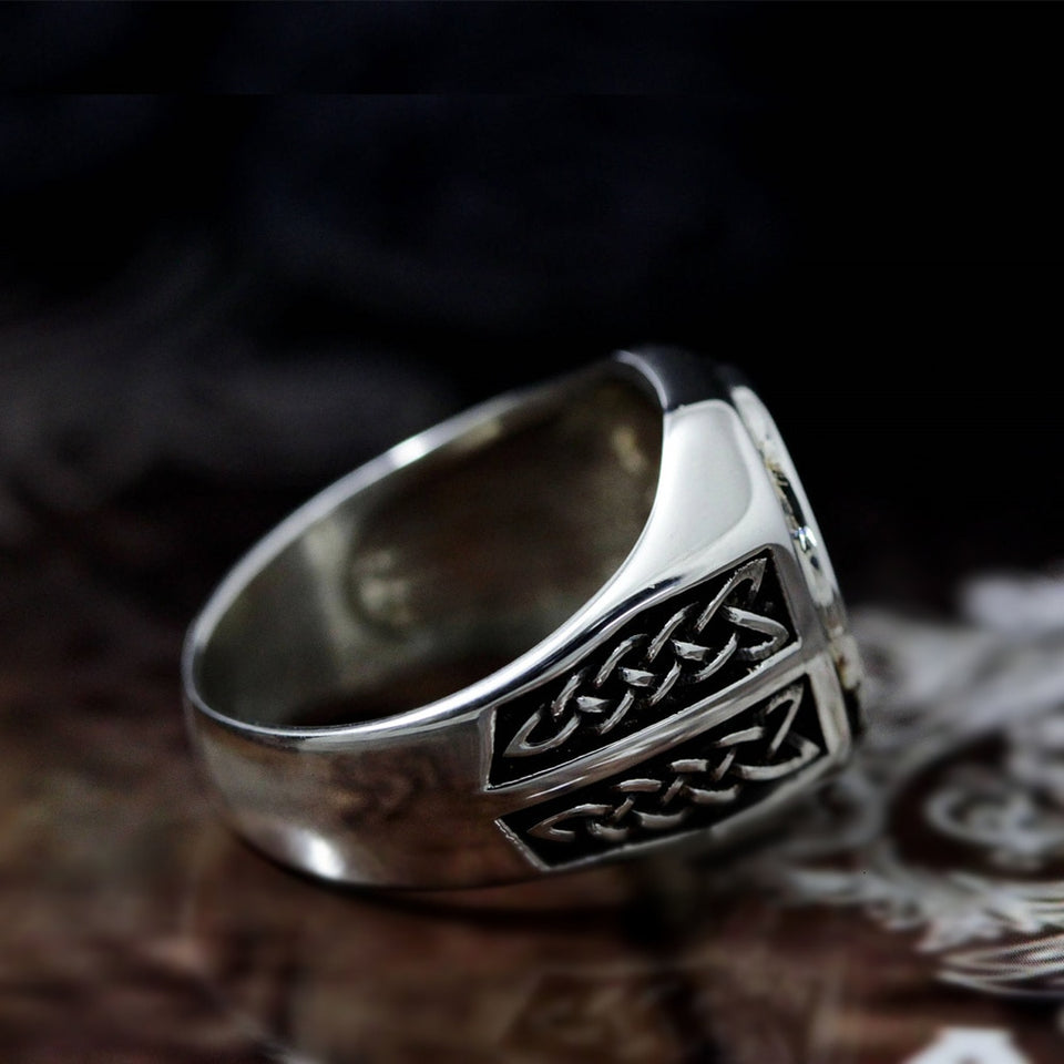 Mens Valknut Symbol Stainless Steel Ring