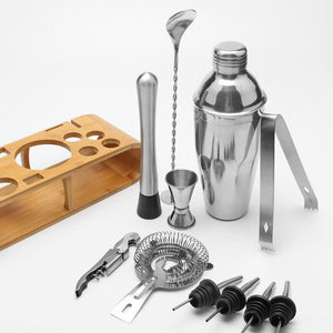 12pcs/set Stainless Steel Cocktail Hand Shaker Tool Kit with Holder