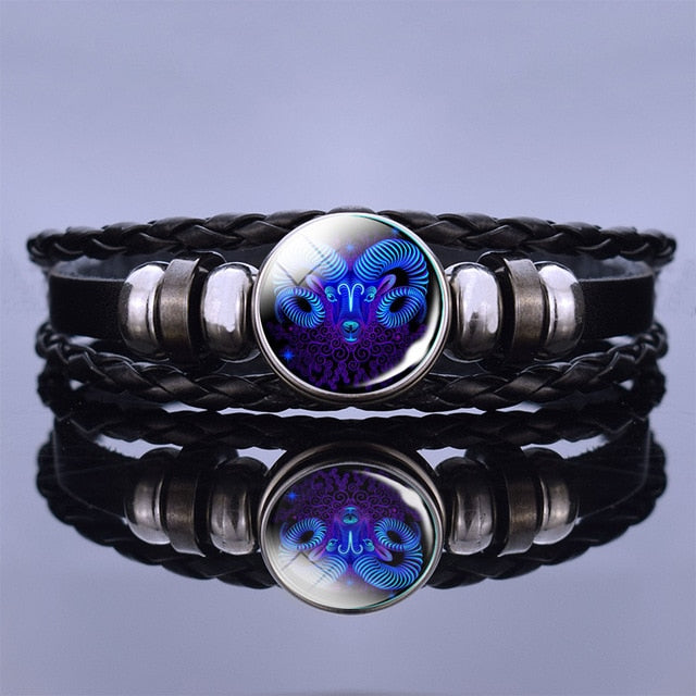 Buy Constellation Leo Zodiac Sign Bracelet Hand Strap Leather Rope  Wristband Double Set Gift at Amazon.in