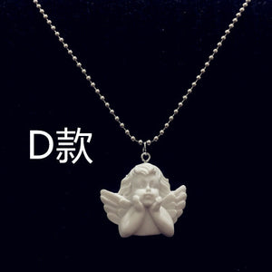 Cute Cupid Angel Pendant Stainless Steel Necklace\ earrings