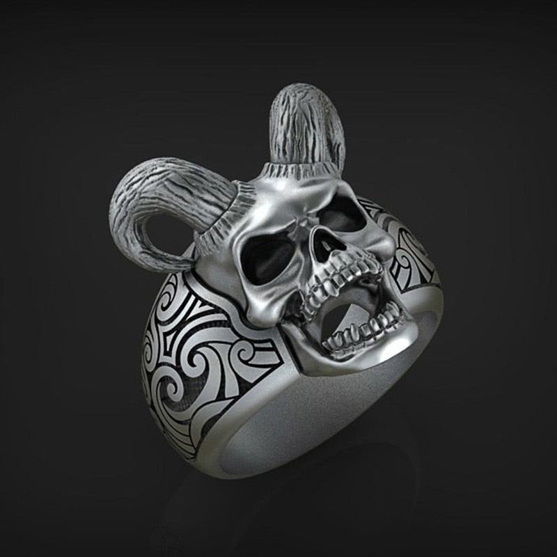 Classic Retro Satan Devil Skull Ring