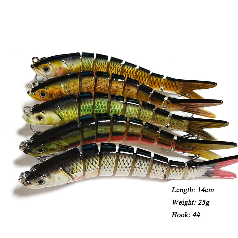 8 Section Fishing Lure 14cm 25g Multi Jointed Lures Bait