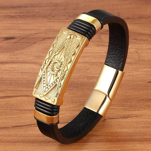 XQNI Genuine Leather Bracelet Gold Color