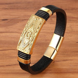 XQNI Genuine Leather Bracelet Gold Color