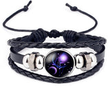 12 Constellations Leather Bracelet For Men Glow in the Darkness Jewelry