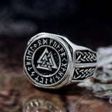 Mens Valknut Symbol Stainless Steel Ring