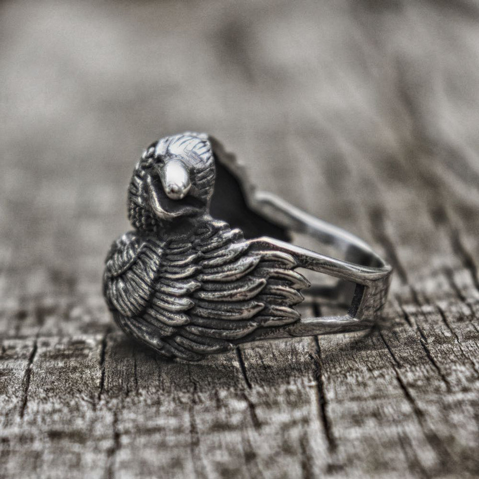 Norse Style Surround Two Crows Rings