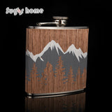 Hot selling 6oz wooden wrapped 304# stainless steel hip flask Alcohol Bottle