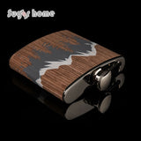 Hot selling 6oz wooden wrapped 304# stainless steel hip flask Alcohol Bottle