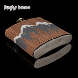 Hot selling 6oz wooden wrapped 304# stainless steel hip flask Alcohol Bottle