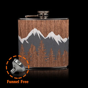 Hot selling 6oz wooden wrapped 304# stainless steel hip flask Alcohol Bottle