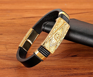 XQNI Genuine Leather Bracelet Gold Color