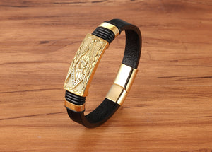 XQNI Genuine Leather Bracelet Gold Color