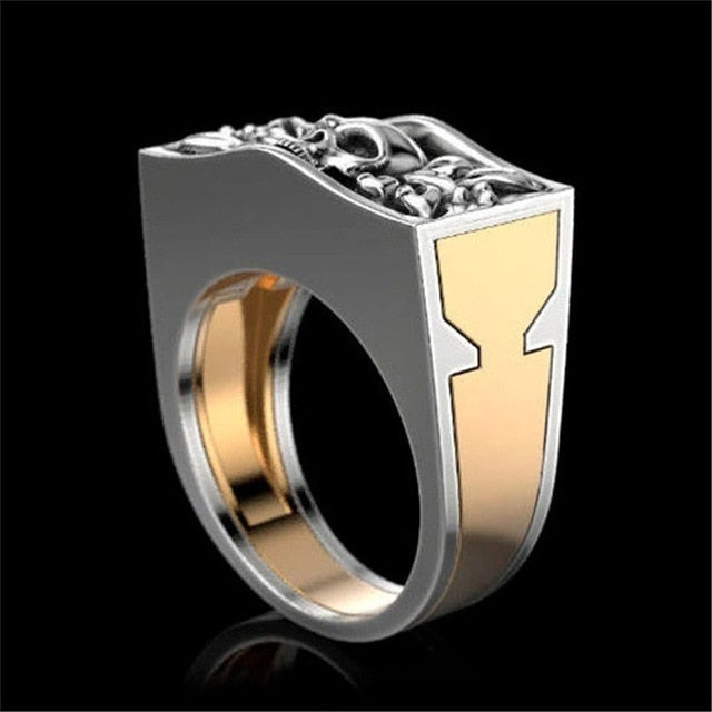 New Gold Silver Vintage Skull Male Ring