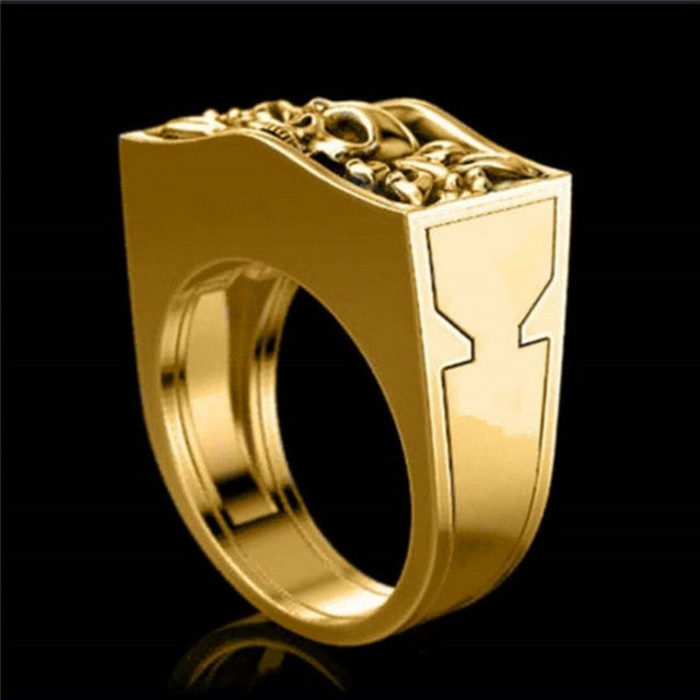 New Gold Silver Vintage Skull Male Ring