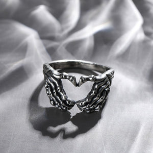 Silver Hand with Heart Rings