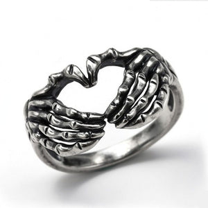 Silver Hand with Heart Rings