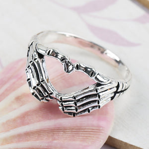 Silver Hand with Heart Rings