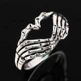 Silver Hand with Heart Rings