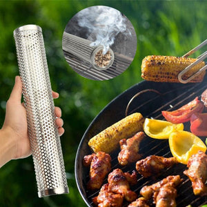 Round BBQ Grill Hot Cold Smoking Mesh Tube Smoke