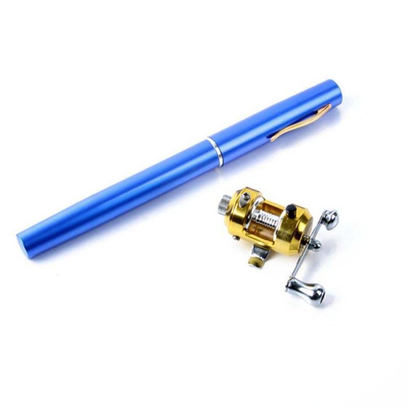 Telescopic Fishing Rod Collapsible Portable Pocket Mini Pen Pole Shape Travel Folded Fishing Rod With Reel Wheel
