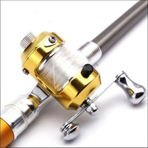 Telescopic Fishing Rod Collapsible Portable Pocket Mini Pen Pole Shape Travel Folded Fishing Rod With Reel Wheel