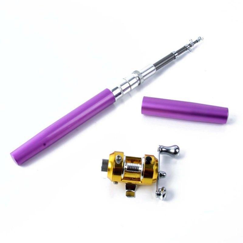 Telescopic Fishing Rod Collapsible Portable Pocket Mini Pen Pole Shape Travel Folded Fishing Rod With Reel Wheel