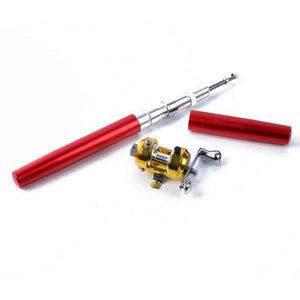 Telescopic Fishing Rod Collapsible Portable Pocket Mini Pen Pole Shape Travel Folded Fishing Rod With Reel Wheel
