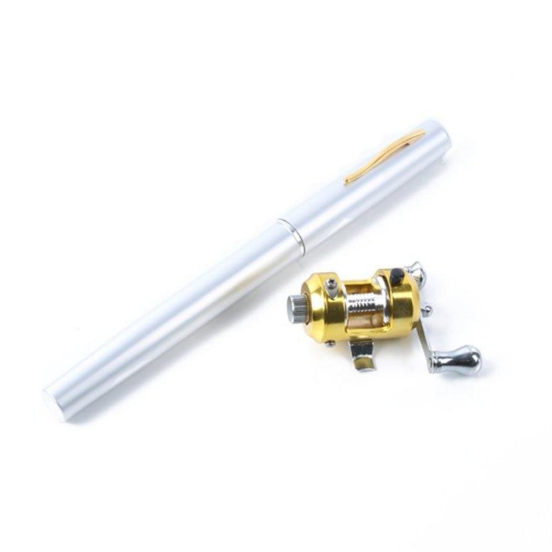 Telescopic Fishing Rod Collapsible Portable Pocket Mini Pen Pole Shape Travel Folded Fishing Rod With Reel Wheel